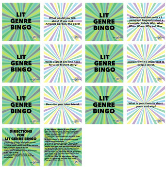Preview of Lit Genre Bingo Gameboard and Placement Pieces