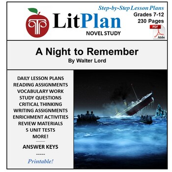 Preview of A Night To Remember LitPlan Novel Study Unit