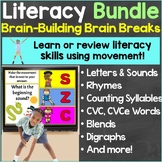 Literacy Activities with Brain Breaks Bundle Digital Googl