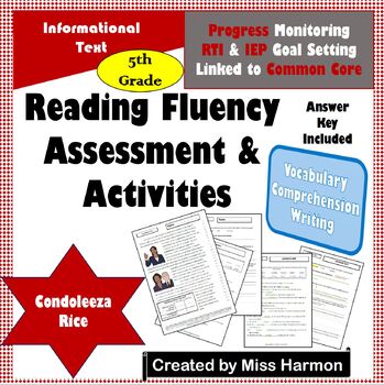 Preview of Literacy Activity Sheets for 5th Grade, Condoleeza Rice