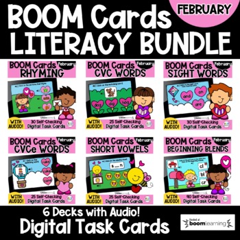 Preview of Literacy BOOM CARDS February Valentine BUNDLE | Digital Games