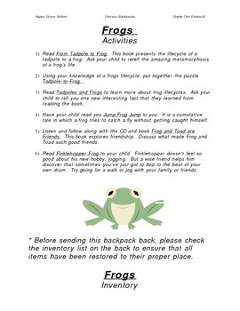 Preview of Literacy Backpack - FROGS
