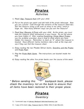 Preview of Literacy Backpack - PIRATES