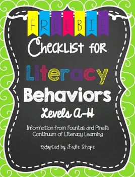 Preview of Literacy Behavior Checklist {FREEBIE}