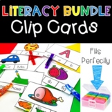 Literacy Bundle Clip Cards Rhyming CVC CVCE Beginning Soun