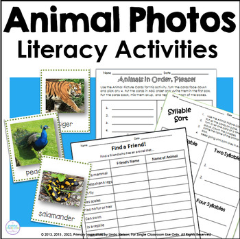 Preview of Animals - Cross-Curricular Literacy Center Activities - ABC Order, Syllables