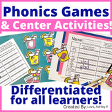 Literacy Center Games for Phonics, Including CVC, CVCE, Di