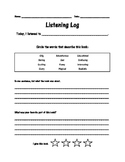 Literacy Center Listening Log and Book Review
