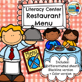 Literacy Center: Restaurant Menu Activity