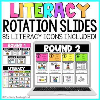 Preview of Literacy Center Rotation Slides EDITABLE