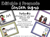 Chevron Literacy Center (station) Signs {Editable}