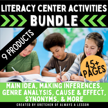 Preview of Literacy Centers: Main Idea, Inferences, Sequencing & More [BUNDLE]