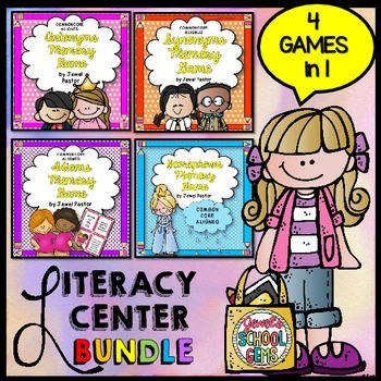 Preview of Literacy Centers BUNDLE | Synonyms Antonyms Idioms and Homophones Games