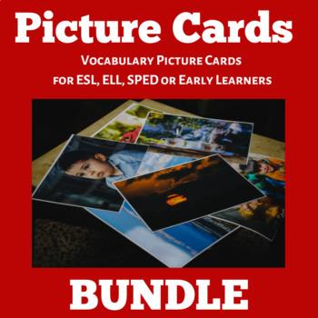 Preview of ELL ESL VOCABULARY WORD PICTURE CARDS Pre-K, Kindergarten 1st Grade BUNDLE