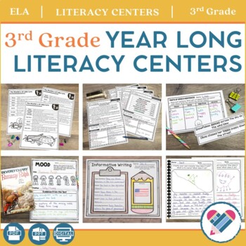 Preview of Literacy Centers YEAR LONG Bundle 3rd Grade