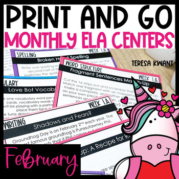 Preview of ELA Centers & Literacy Centers 5th Grade, 4th Grade & 3rd Grade Valentine's Day