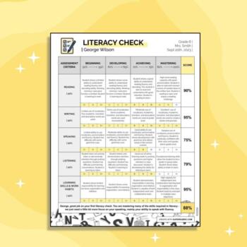 Preview of Literacy Check Rubric & Grade book - SUPERRUBRIC