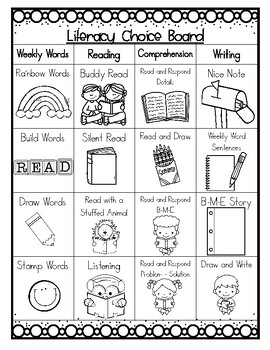 Living Made Easy - Portable Literacy Choice Board)