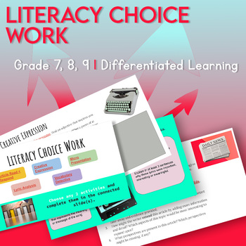 Preview of Literacy Choice Work - Gr. 7/8/9 - Vocabulary, Reading, Research
