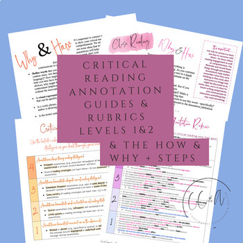 Preview of Literacy: Close and Critical Reading & Annotation Rubrics Levels 1 & 2 (*AP)