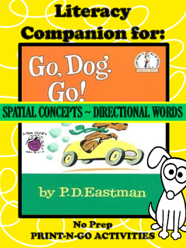 Preview of Literacy Companion for "Go Dog, Go!" NO PREP~Spatial Concepts & Vocab Activities
