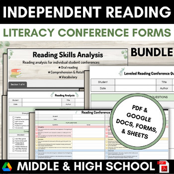 Preview of Literacy Conference Forms Reading Comprehension Fluency Data Middle High School