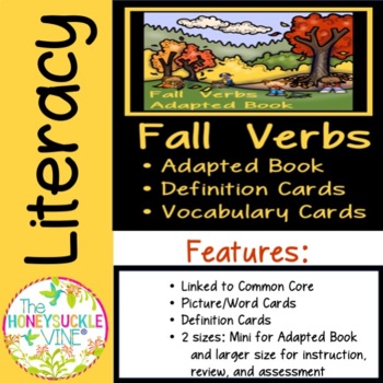 Preview of Literacy Fall Verbs Adapted Book 