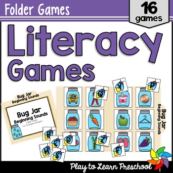 Preview of Literacy Folder Games  | Activities for Preschool and Pre-K