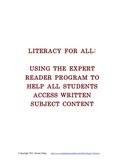 Literacy For All: Expert Reader Literature Circles