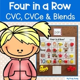 Literacy Games: Four in a Row (CVC, CVCe and Words With Blends)