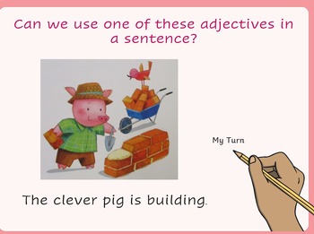 Preview of Using adjectives 3 lesson bundle with editable worksheet.