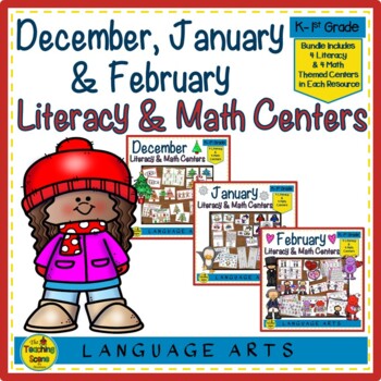 Preview of December, January & February Literacy & Math Centers Bundle