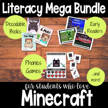 Preview of Literacy Mega Bundle for Minecraft - Early Readers, Decodables, & Phonics Games