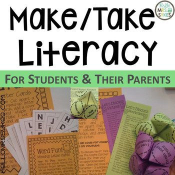 Preview of Literacy Night Open House Make and Take - Parent Involvement 3rd, 4th, 5th