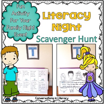 Preview of Literacy Night - Family Literacy Night Activities - Games Scavenger Hunt