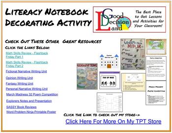 Preview of Literacy Notebook Decorating Activity