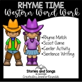 Word Work Rhyming Scoot--Western Vocabulary Activities