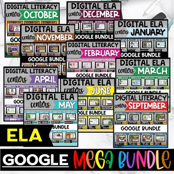 Preview of Literacy Phonics Writing Centers GOOGLE Classroom YEAR LONG Bundle