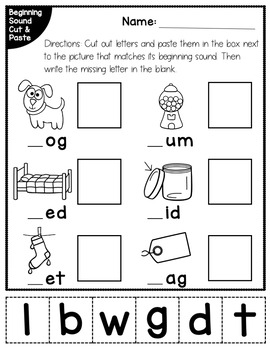 Literacy Printables: Beginning Letter-Sound Cut & Paste Worksheets