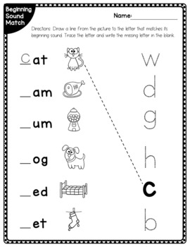 Literacy Printables: Beginning Letter-Sound Matching Worksheet | TpT