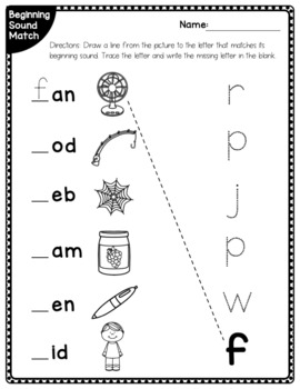 literacy printables beginning letter sound matching