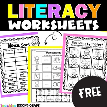 Preview of Free Language Arts Worksheets 2nd Grade Busy Work Packet