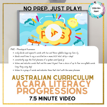 Preview of Literacy Progressions Video Australian Curriculum ACARA Phonological Awareness 2