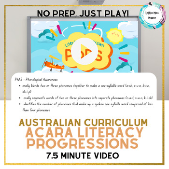 Preview of Literacy Progressions Video Australian Curriculum ACARA Phonological Awareness 3