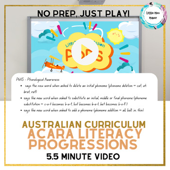 Preview of Literacy Progressions Video Australian Curriculum ACARA Phonological Awareness 5