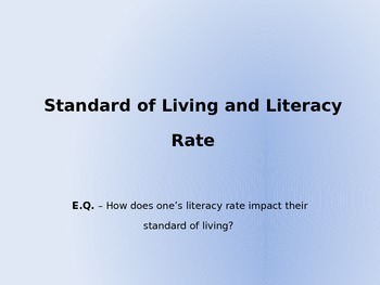 Preview of Literacy Rate and Standard of Living Inference Lesson (Europe)