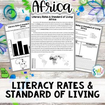 Preview of Literacy Rates & Standards of Living for Africa (SS7E3, SS7E3a) GSE Aligned