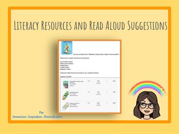 Preview of Literacy Resources and Book suggestions 