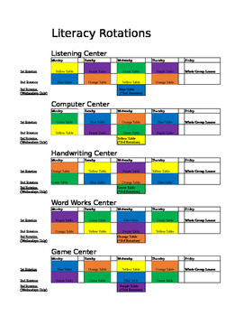 Preview of Literacy Rotation Schedule