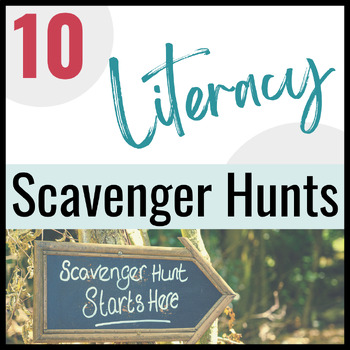 Preview of Literacy Scavenger Hunt Pack for ELA in Grades 6-12:  EDITABLE!